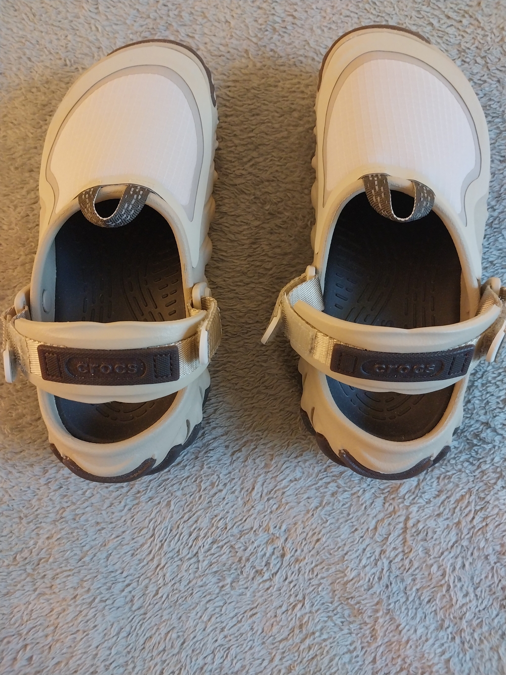 Crocs  Beige and Brown Slip-On Clogs
